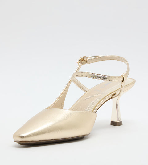 Anne Klein Women's Gold Metallic Ankle Strap Sandals | Anne Klein In Lebanon