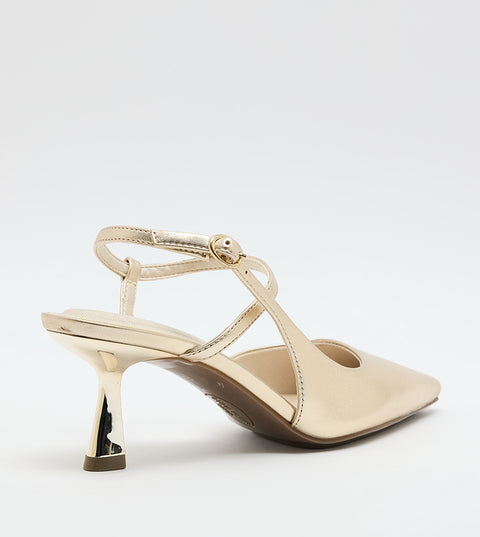 Anne Klein Women's Gold Metallic Ankle Strap Sandals | Anne Klein In Lebanon