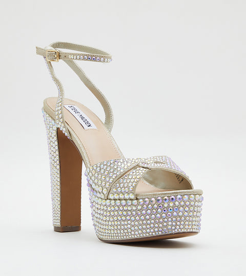 Steve Madden Women's Silver Rhinestone Socializer Embellished Heel Sandals With Ankle Strap|Steve Madden In Lebanon