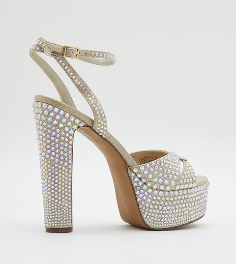 Steve Madden Women's Silver Rhinestone Socializer Embellished Heel Sandals With Ankle Strap|Steve Madden In Lebanon
