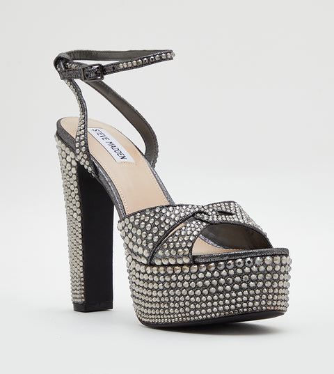 Steve Madden Women's Pewter Fabric Heel Sandals | Steve Madden in Lebanon