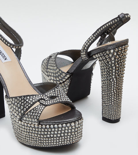 Steve Madden Women's Pewter Fabric Heel Sandals | Steve Madden in Lebanon