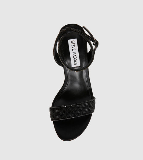 Steve Madden Women's Black Crystal Fabric Julien-R Heeled Sandals |Steve Madden In Lebanon