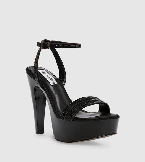 Steve Madden Women's Black Crystal Fabric Julien-R Heeled Sandals |Steve Madden In Lebanon