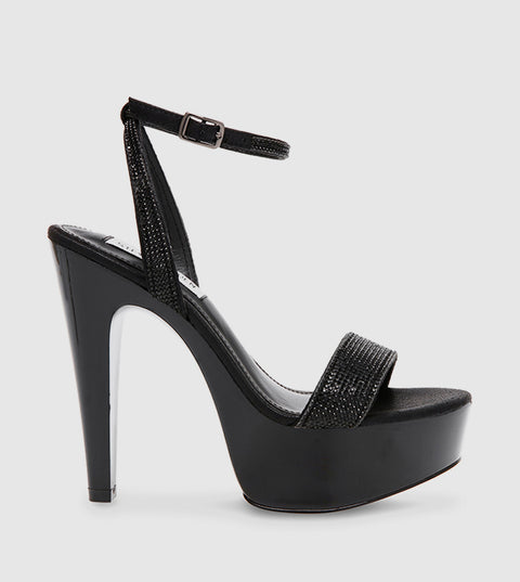 Steve Madden Women's Black Crystal Fabric Julien-R Heeled Sandals |Steve Madden In Lebanon