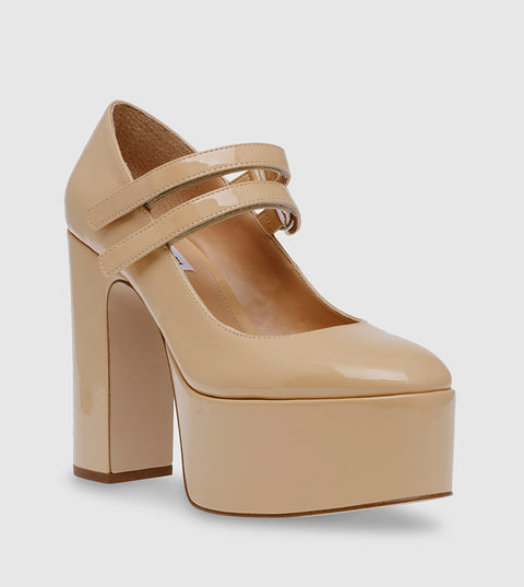 Steve Madden Women's Beige Kulture Block Heel Pumps | Steve Madden In Lebanon