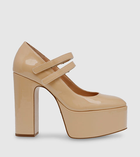 Steve Madden Women's Beige Kulture Block Heel Pumps | Steve Madden In Lebanon