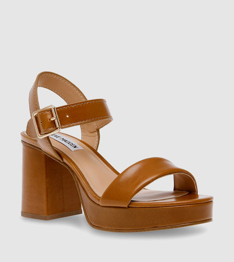 Steve Madden Women's Brown Leather Freefall Heeled Sandal |Steve Madden In Lebanon