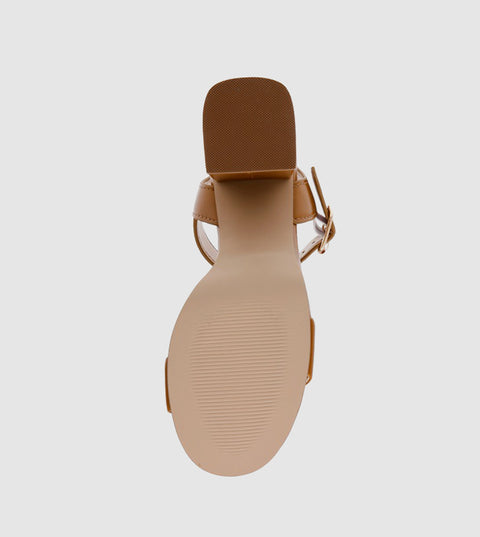 Steve Madden Women's Brown Leather Freefall Heeled Sandal |Steve Madden In Lebanon