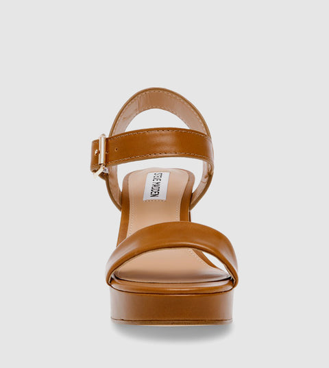 Steve Madden Women's Brown Leather Freefall Heeled Sandal |Steve Madden In Lebanon