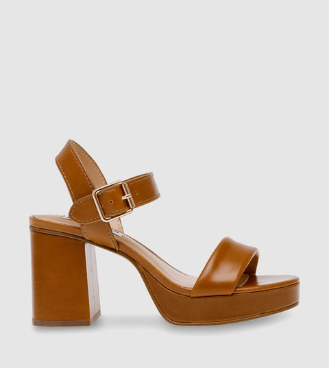 Steve Madden Women's Brown Leather Freefall Heeled Sandal |Steve Madden In Lebanon
