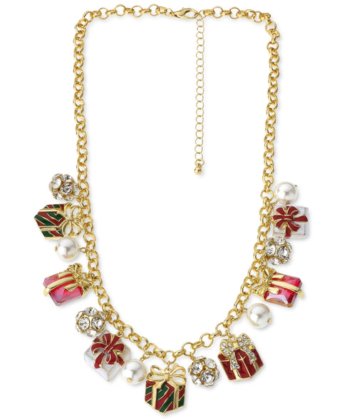 Holiday Lane Women's Gold Crystal & Imitation Pearl Gift Charm Necklace |Holiday Lane in Lebanon