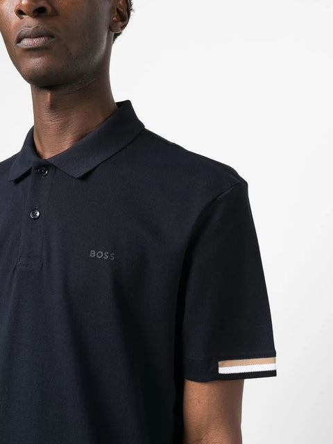 Boss Men's Navy Short Sleeve Polo Neck T-Shirt | Boss In Lebanon