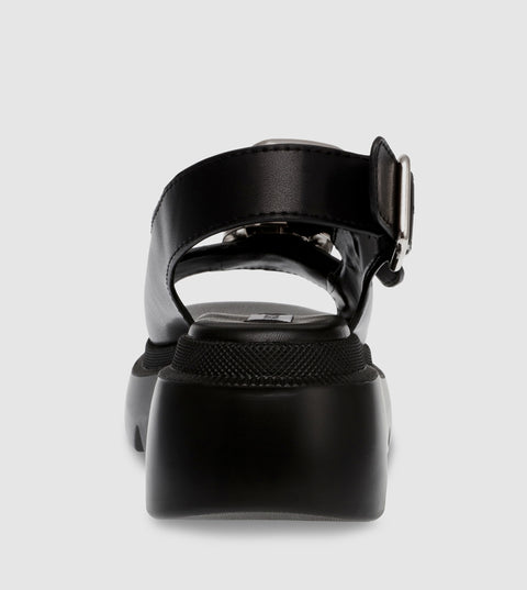 Steve Madden Women's Black Leather Transporter Sandal |Steve Madden In Lebanon