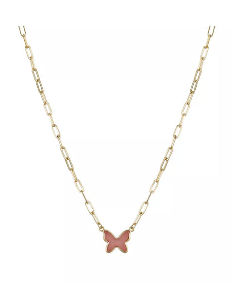 Unwritten Women's Gold Flash Plated Rose Quartz Butterfly Necklace |Unwritten In Lebanon