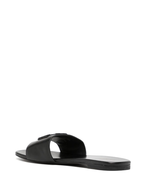 Tory Burch Women's Black Leather Ines Logo-Patch Slipper | Tory Burch In Lebanon