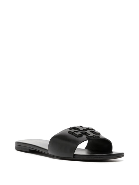 Tory Burch Women's Black Leather Ines Logo-Patch Slipper | Tory Burch In Lebanon
