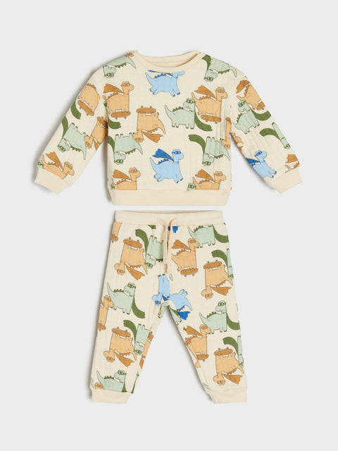 Children's pajama set with animal print on a white background