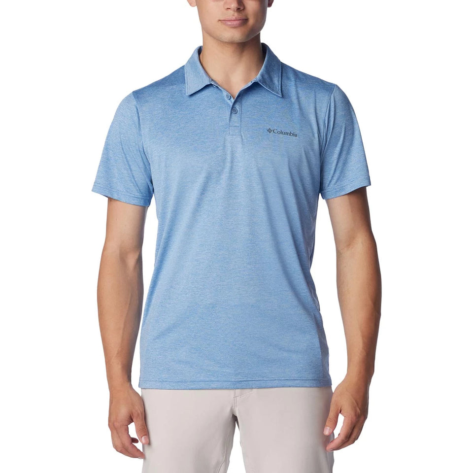 Columbia Men's Washed Blue Omni-Shade Tech Trail Hiking Polo T-Shirt | Columbia In Lebanon