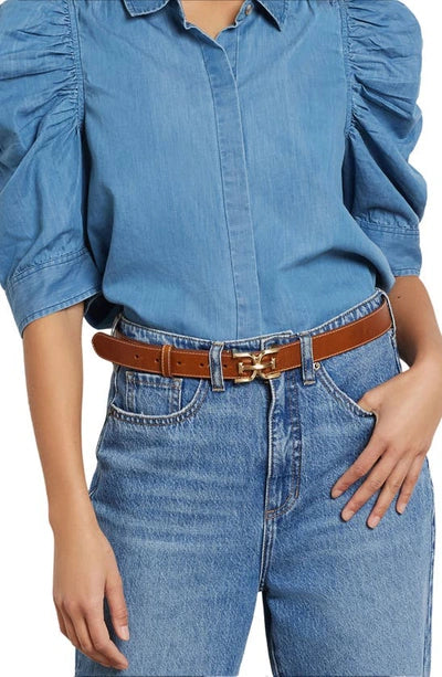 Sam Edelman Women's Tan Slim Double-e Plaque Buckle Belt|Sam Edelman In Lebanon