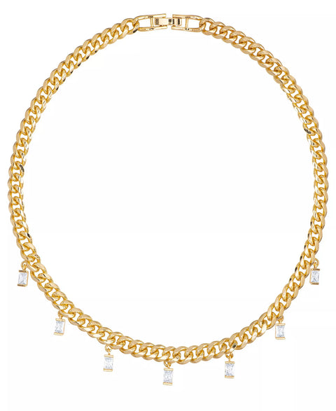 Macy's Women's Gold Emerald-Cut Cubic Zirconia Link Necklace| Macy's In Lebanon