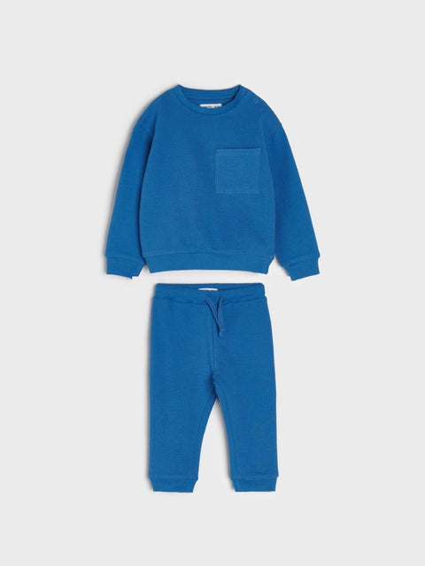 Sinsay Baby Boy's Dark Blue Rib Knit Pajama Set |Sinsay In Lebanon
