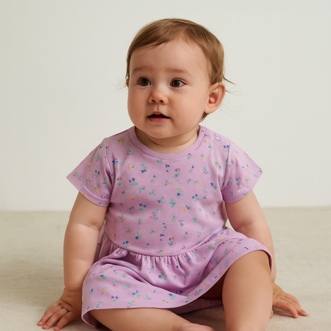 Sinsay Baby Girl's Light Purple Short Sleeve Floral Printed Dress | Sinsay In Lebanon