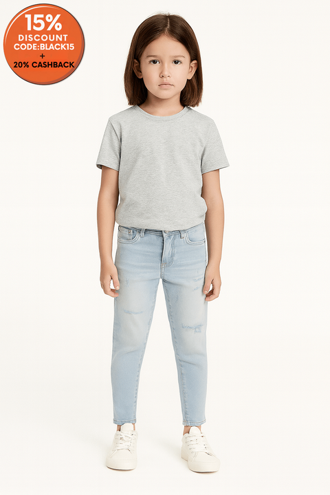 Reserved Girl's Light Blue Ripped Slim Jeans |Reserved In Lebanon