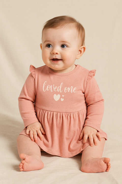 Sinsay Baby Girl's Light Coral Long Sleeve Ruffle Bodysuit |Sinsay In Lebanon