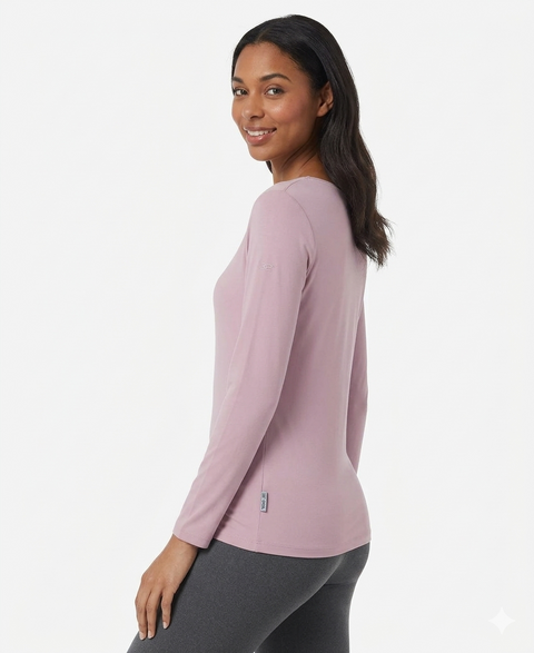 32 Degrees Women's Dusty Pink  Long-Sleeve Scoop-Neck Cozy Heat Blouse | 32 Degrees in Lebanon