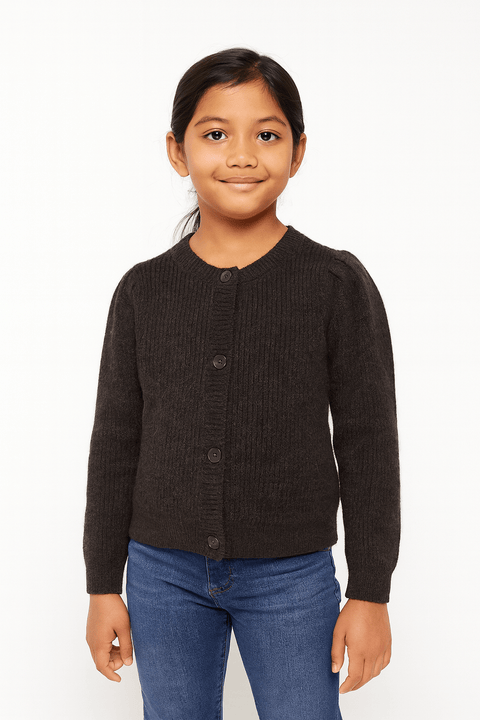 POMPdeLUX Girl's  Brown Melange  Knit Cardigan| POMPdeLUX in Lebanon