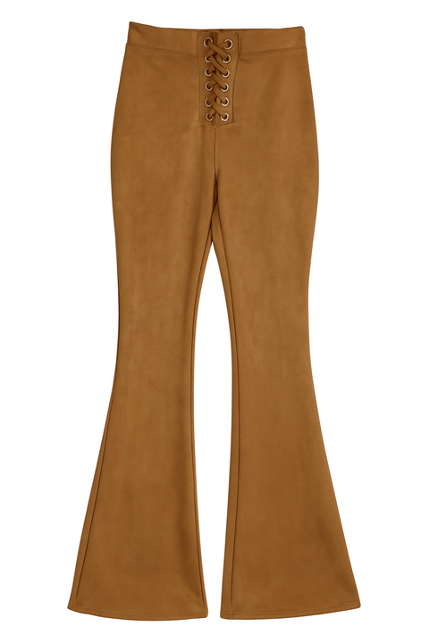 Forever 21 Women's Camel High Waist Lace Up Front Design Pant | Forever 21 In Lebanon