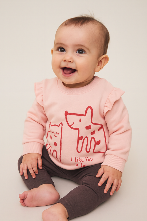 Sinsay Fox & Bunny Baby Girl's Pastel Pink Sweatshirt With A Print | Sinsay In Lebanon