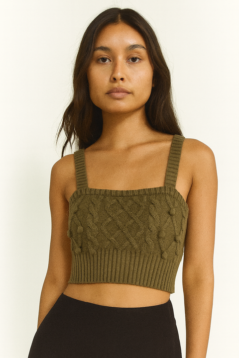 Forever 21 Women’s Olive Green Sleeveless Sweater Crop Top |Forever 21 In Lebanon