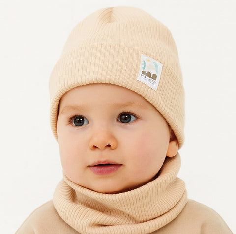 Reserved Baby Boy's Beige Beanie With Patch | Reserved In Lebanon