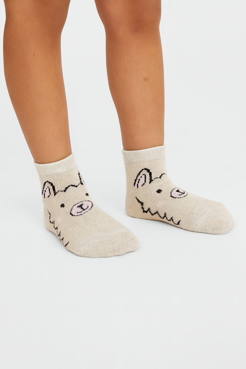Terranova Girl's Light Beige Printed Socks| Terranova In Lebanon