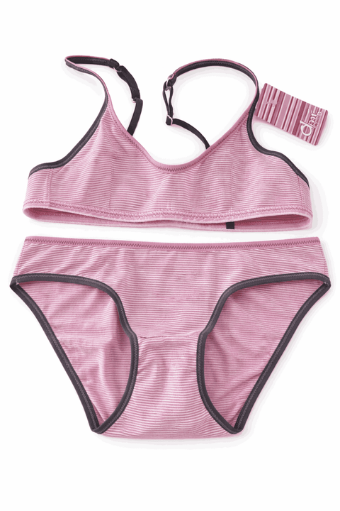 Demar Women's Lilac & White Mini Stripe 2 Piece Lingerie Set | Demar In Lebanon