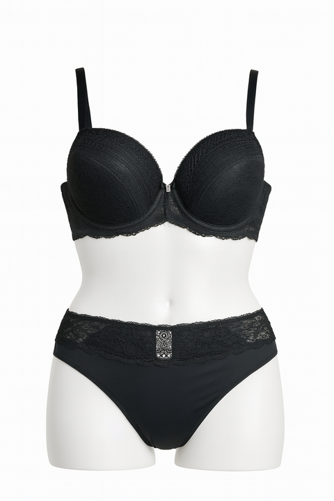 Demar Women's Black Lace Lingerie Set Of Bra And Panties | Demar In Lebanon