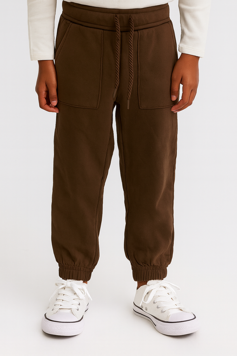 POMPdeLUX Girl's Brown Jogger Sweatpants | POMPdeLUX in Lebanon