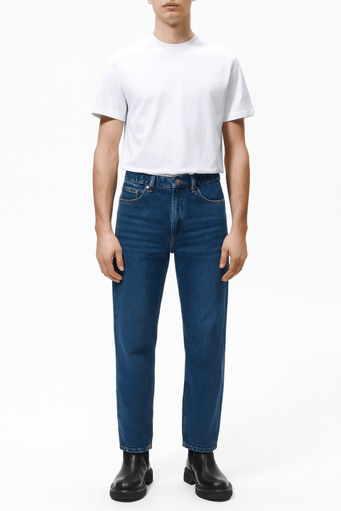 Sinsay Men's Dark Blue Straight Leg Mid Waist Regular Jeans | Sinsay In Lebanon