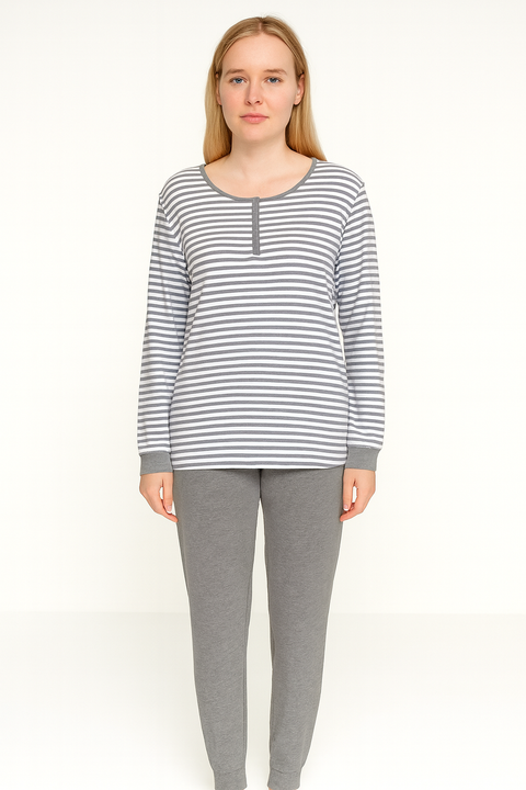 S.Oliver Women's Grey Striped Pajama Set |S.Oliver in Lebanon