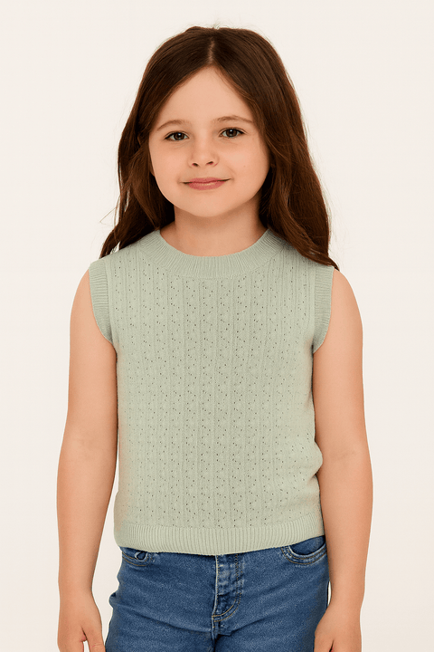 POMPdeLUX Girl's Dusty Mint Maggie Knit Top| POMPdeLUX in Lebanon