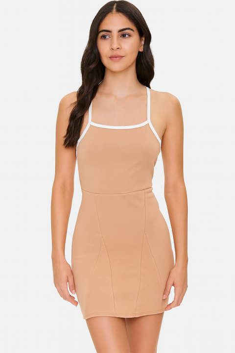 Forever 21 Women's Tan Open Back Sleeveless Mini Dress | Forever 21 In Lebanon