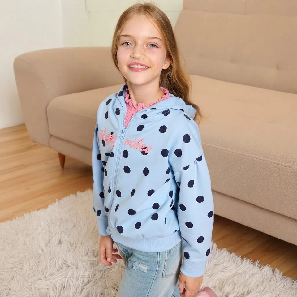 Sinsay Girl's Light Blue Polka-Dot Patter Jacket