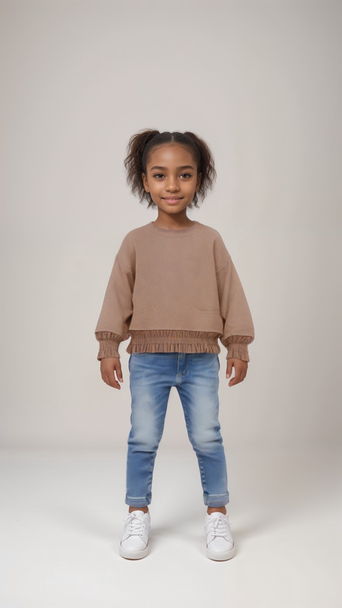POMPdeLUX Girl's Nude Pink Sweatshirt | POMPdeLUX in Lebanon
