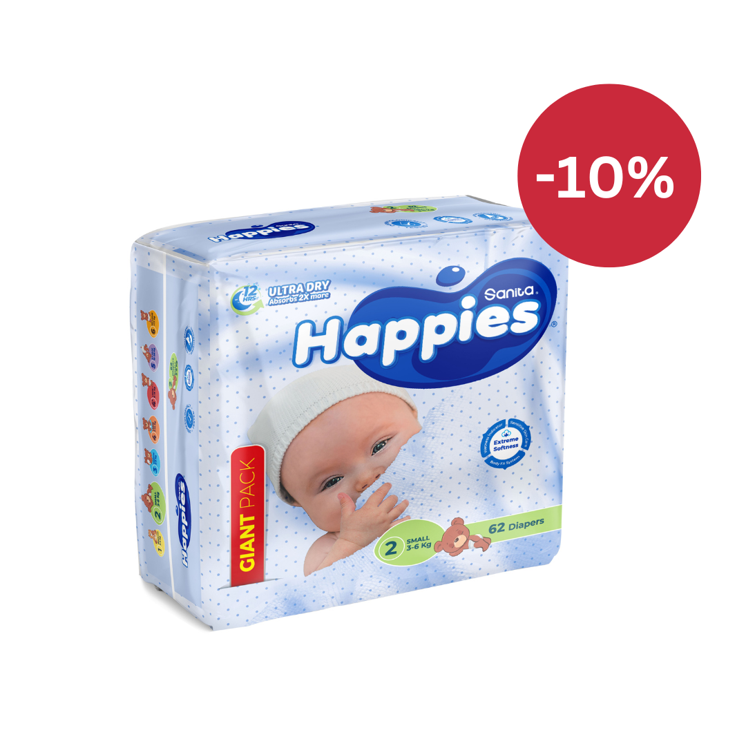 Happies Giant Pack Diapers Size 2 (36kg) 62 Diapers SuperDokan