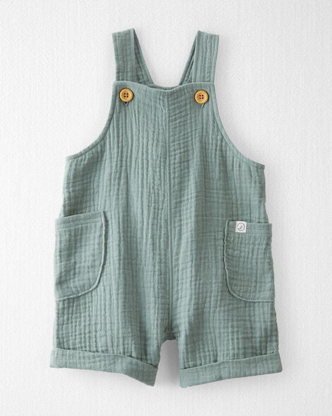 Little Planet Baby Girl's Green Organic Cotton Gauze Shortalls Romper | Little Planet In Lebanon