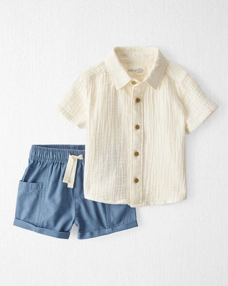 Carter's Baby Boy's Off White & Navy Little Planet 2-Piece Organic Cotton Short Set | Carter's In Lebanon