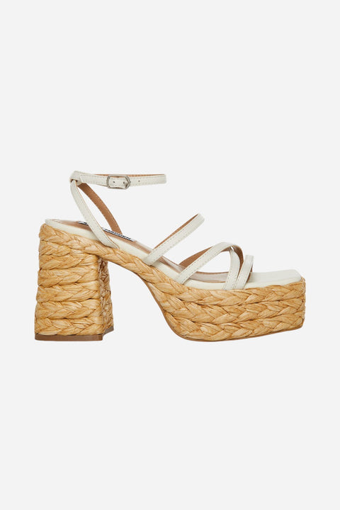 Steve Madden Women's White Leather Belise Sandals | Steve Madden In Lebanon