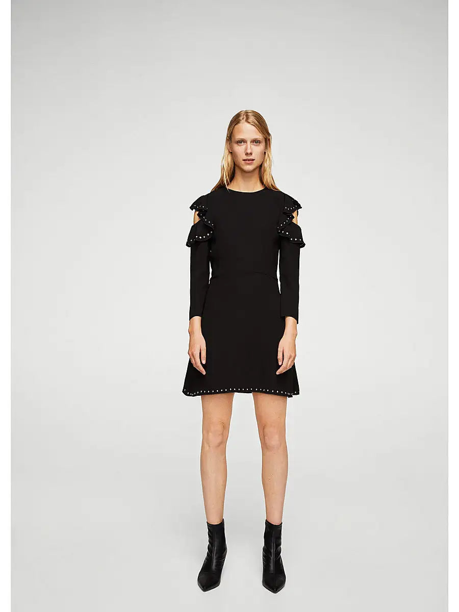Mango Women's Black Long-Sleeve Dress| Mango in Lebanon